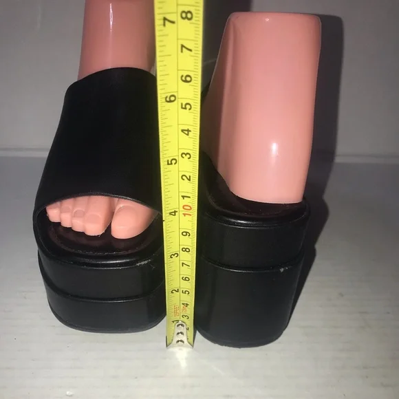 Steve Madden Black Leather Moveable Platform Sandals Sz 6.5 - Picture 6 of 11